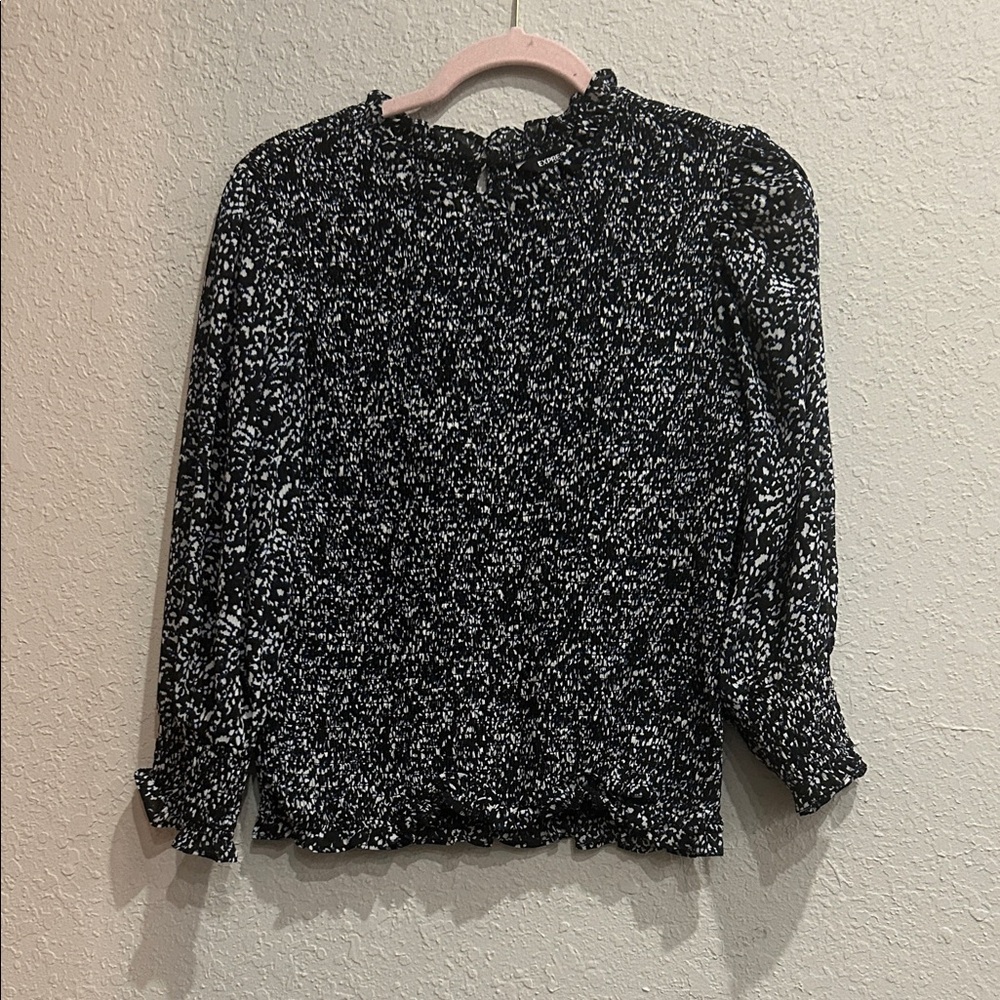 Express Black and White Patterned Blouse